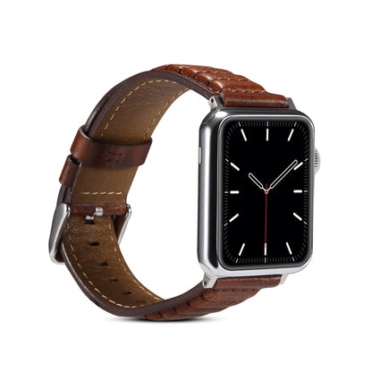 Oil Wax Genuine Leather Watch Band For Apple Watch Series 9&8&7 41mm / SE 3&SE 2&6&SE&5&4 40mm / 3&2&1 38mm (Brown) by bashfashion