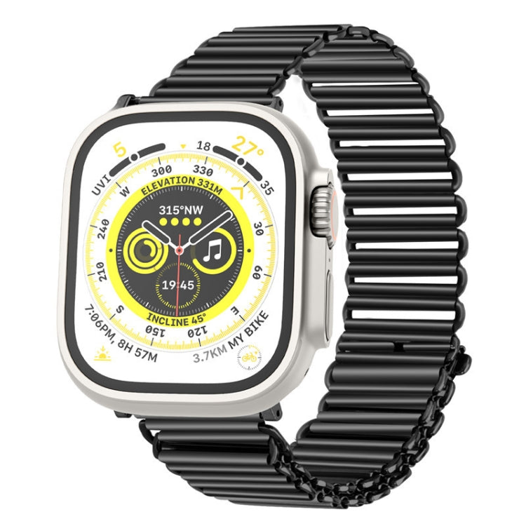 Chain Buckle Stainless Steel Watch Band For Apple Watch Ultra 49mm&Watch Ultra 2 49mm / Series 9&8&7 45mm / SE 3&SE 2&6&SE&5&4 44mm / 3&2&1 42mm (Black) by bashfashion