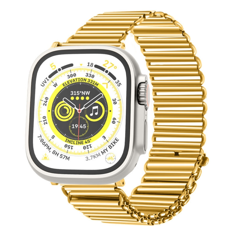 Chain Buckle Stainless Steel Watch Band For Apple Watch Ultra 49mm&Watch Ultra 2 49mm / Series 9&8&7 45mm / SE 3&SE 2&6&SE&5&4 44mm / 3&2&1 42mm (Gold) by bashfashion
