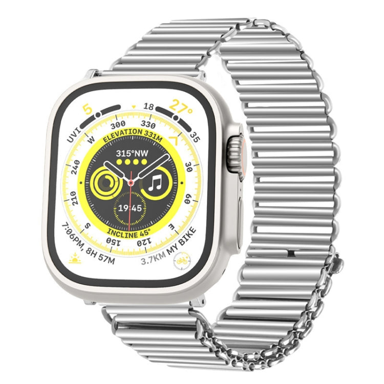 Chain Buckle Stainless Steel Watch Band For Apple Watch Ultra 49mm&Watch Ultra 2 49mm / Series 9&8&7 45mm / SE 3&SE 2&6&SE&5&4 44mm / 3&2&1 42mm (Silver) by bashfashion