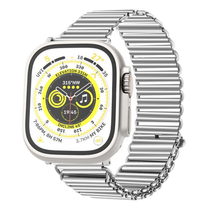 Chain Buckle Stainless Steel Watch Band For Apple Watch Ultra 49mm&Watch Ultra 2 49mm / Series 9&8&7 45mm / SE 3&SE 2&6&SE&5&4 44mm / 3&2&1 42mm (Silver) by bashfashion
