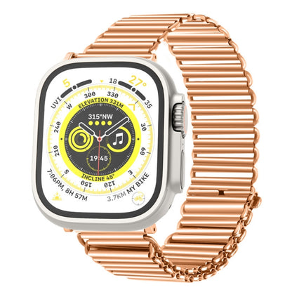 Chain Buckle Stainless Steel Watch Band For Apple Watch Ultra 49mm&Watch Ultra 2 49mm / Series 9&8&7 45mm / SE 3&SE 2&6&SE&5&4 44mm / 3&2&1 42mm (Rose Gold) by bashfashion