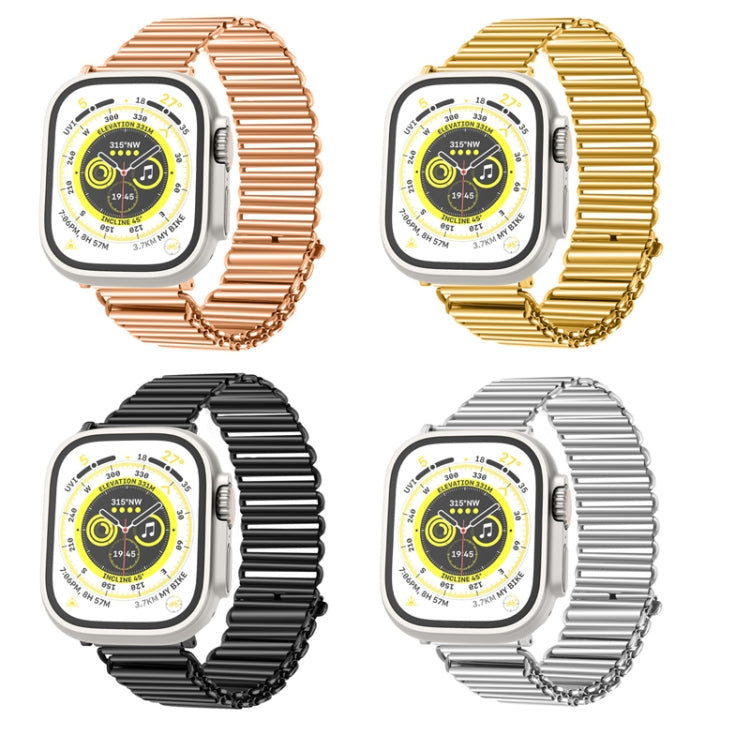 Chain Buckle Stainless Steel Watch Band For Apple Watch Ultra 49mm&Watch Ultra 2 49mm / Series 9&8&7 45mm / SE 3&SE 2&6&SE&5&4 44mm / 3&2&1 42mm (Gold) by bashfashion