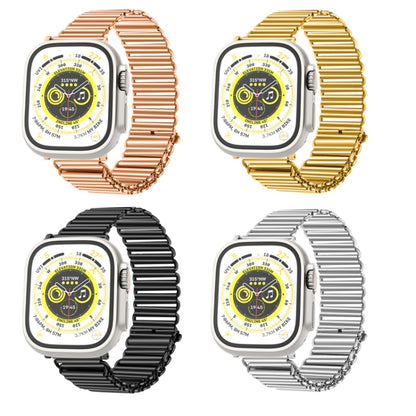 Chain Buckle Stainless Steel Watch Band For Apple Watch Ultra 49mm&Watch Ultra 2 49mm / Series 9&8&7 45mm / SE 3&SE 2&6&SE&5&4 44mm / 3&2&1 42mm (Gold) by bashfashion