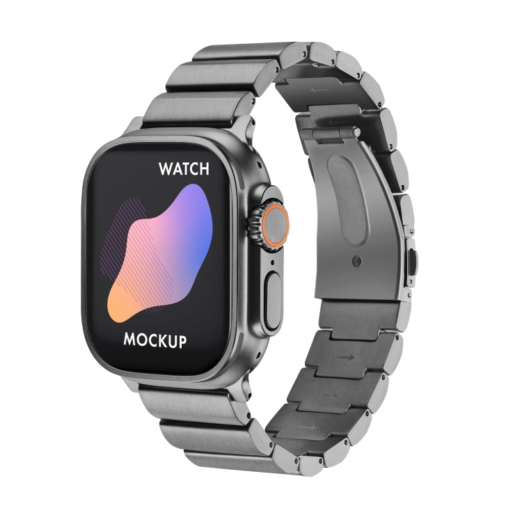 Flat Buckle Titanium Alloy Watch Band For Apple Watch Ultra 49mm&Watch Ultra 2 49mm / Series 9&8&7 45mm / SE 3&SE 2&6&SE&5&4 44mm / 3&2&1 42mm (Gray) by bashfashion