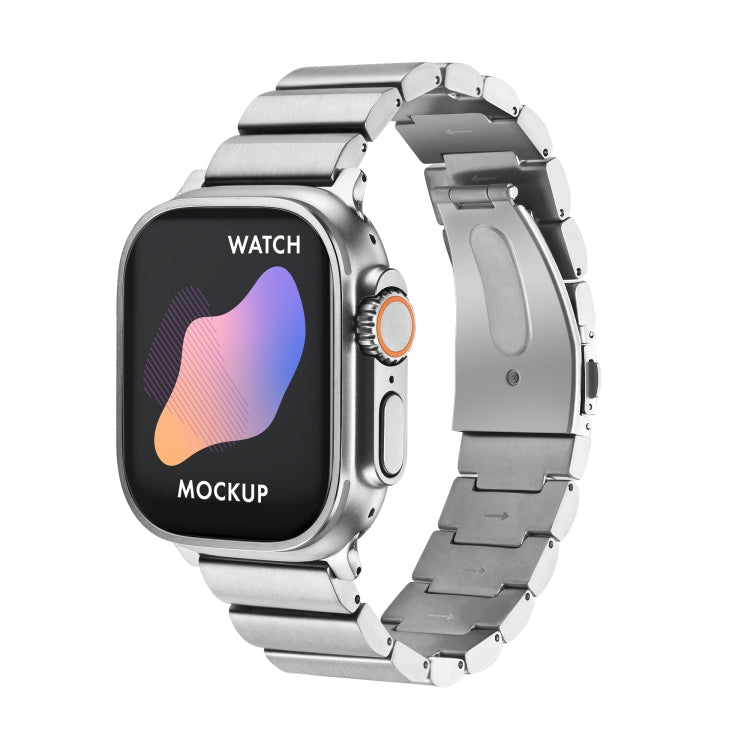 Flat Buckle Titanium Alloy Watch Band For Apple Watch Ultra 49mm&Watch Ultra 2 49mm / Series 9&8&7 45mm / SE 3&SE 2&6&SE&5&4 44mm / 3&2&1 42mm (Silver) by bashfashion