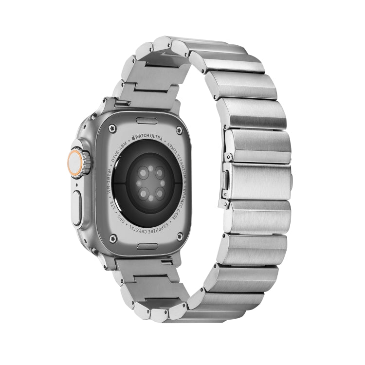 Flat Buckle Titanium Alloy Watch Band For Apple Watch Ultra 49mm&Watch Ultra 2 49mm / Series 9&8&7 45mm / SE 3&SE 2&6&SE&5&4 44mm / 3&2&1 42mm (Silver) by bashfashion