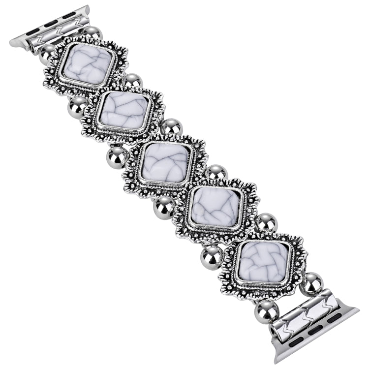 Retro Pine Stone Metal Watch Band For Apple Watch Ultra 49mm&Watch Ultra 2 49mm / Series 9&8&7 45mm / SE 3&SE 2&6&SE&5&4 44mm / 3&2&1 42mm (Silver) by bashfashion