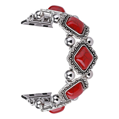 Retro Pine Stone Metal Watch Band For Apple Watch Ultra 49mm&Watch Ultra 2 49mm / Series 9&8&7 45mm / SE 3&SE 2&6&SE&5&4 44mm / 3&2&1 42mm (Red) by bashfashion