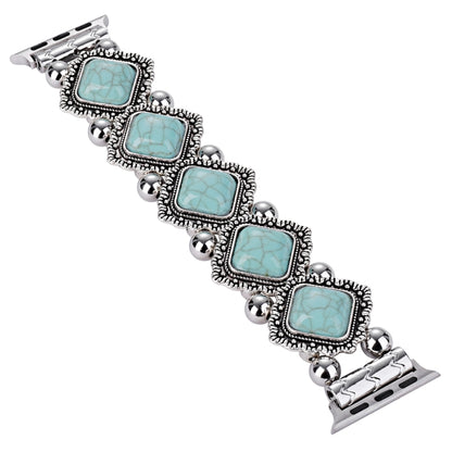 Retro Pine Stone Metal Watch Band For Apple Watch Ultra 49mm&Watch Ultra 2 49mm / Series 9&8&7 45mm / SE 3&SE 2&6&SE&5&4 44mm / 3&2&1 42mm (Green) by bashfashion