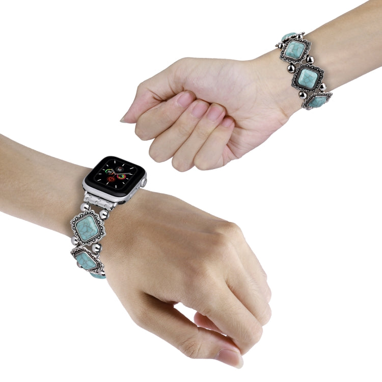 Retro Pine Stone Metal Watch Band For Apple Watch Ultra 49mm&Watch Ultra 2 49mm / Series 9&8&7 45mm / SE 3&SE 2&6&SE&5&4 44mm / 3&2&1 42mm (Green) by bashfashion