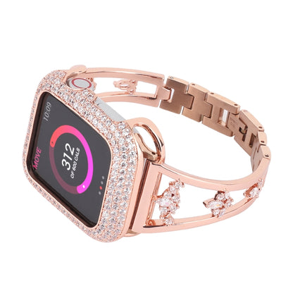 Zircon Metal Copper Watch Band For Apple Watch Ultra 49mm&Watch Ultra 2 49mm / Series 9&8&7 45mm / SE 3&SE 2&6&SE&5&4 44mm / 3&2&1 42mm (Gold) by bashfashion