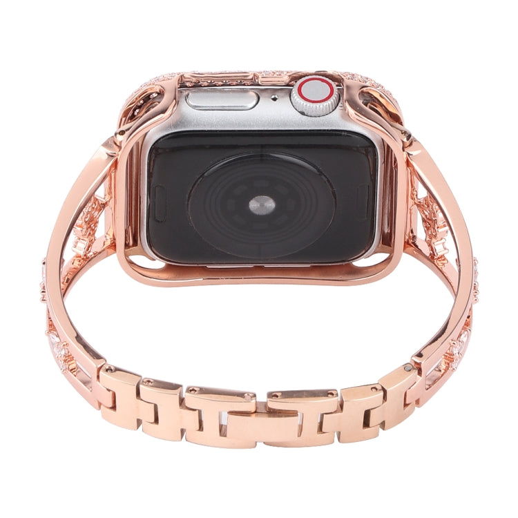 Zircon Metal Copper Watch Band For Apple Watch Ultra 49mm&Watch Ultra 2 49mm / Series 9&8&7 45mm / SE 3&SE 2&6&SE&5&4 44mm / 3&2&1 42mm (Gold) by bashfashion