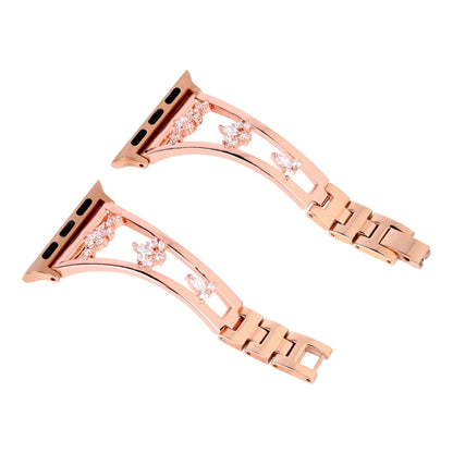 Zircon Metal Copper Watch Band For Apple Watch Ultra 49mm&Watch Ultra 2 49mm / Series 9&8&7 45mm / SE 3&SE 2&6&SE&5&4 44mm / 3&2&1 42mm (Gold) by bashfashion