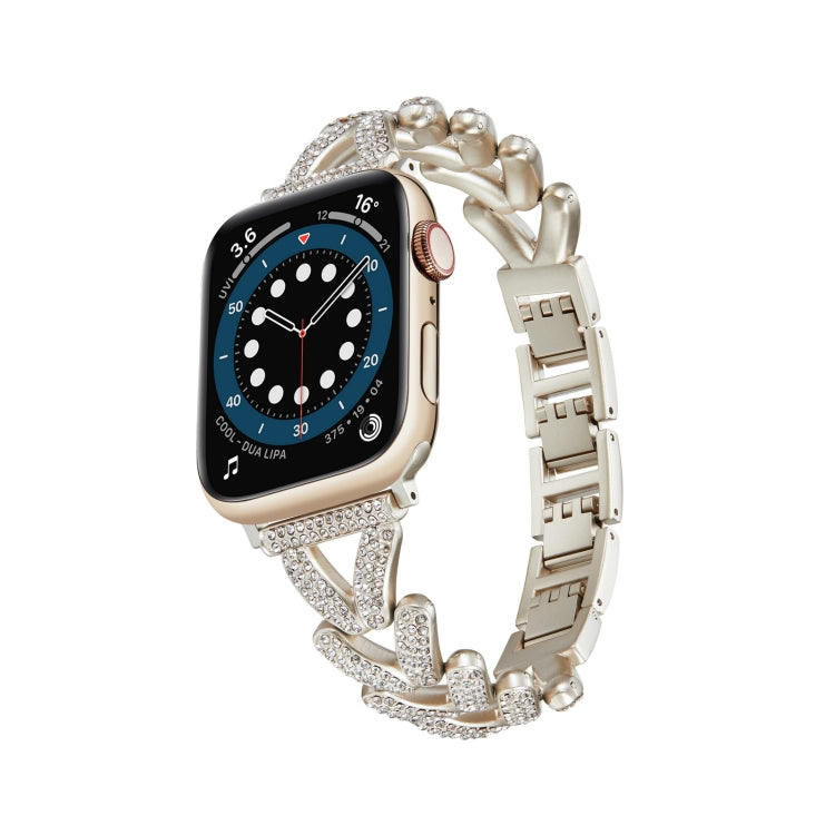 Triangle Diamond Metal Watch Band For Apple Watch Ultra 49mm&Watch Ultra 2 49mm / Series 9&8&7 45mm / SE 3&SE 2&6&SE&5&4 44mm / 3&2&1 42mm (Starlight) by bashfashion