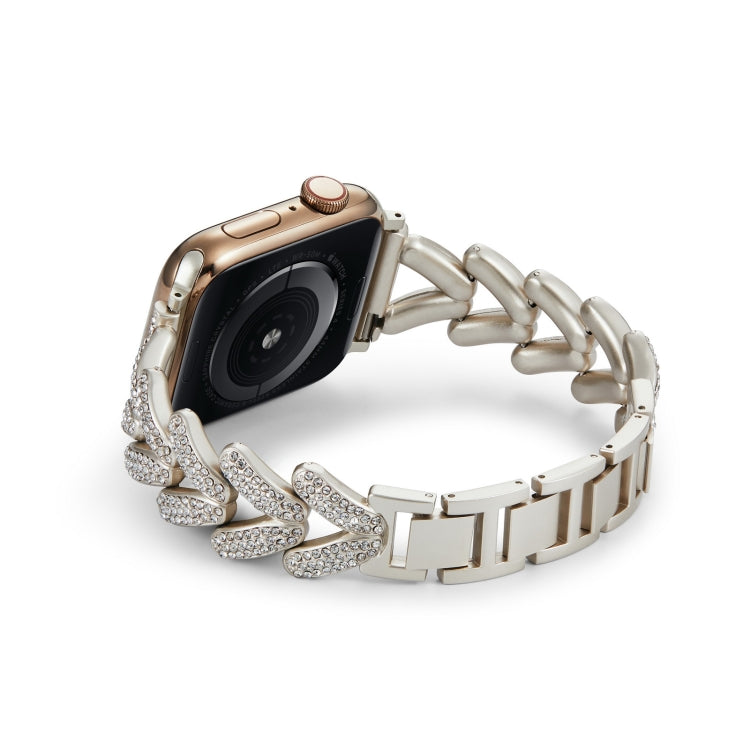 Triangle Diamond Metal Watch Band For Apple Watch Ultra 49mm&Watch Ultra 2 49mm / Series 9&8&7 45mm / SE 3&SE 2&6&SE&5&4 44mm / 3&2&1 42mm (Starlight) by bashfashion