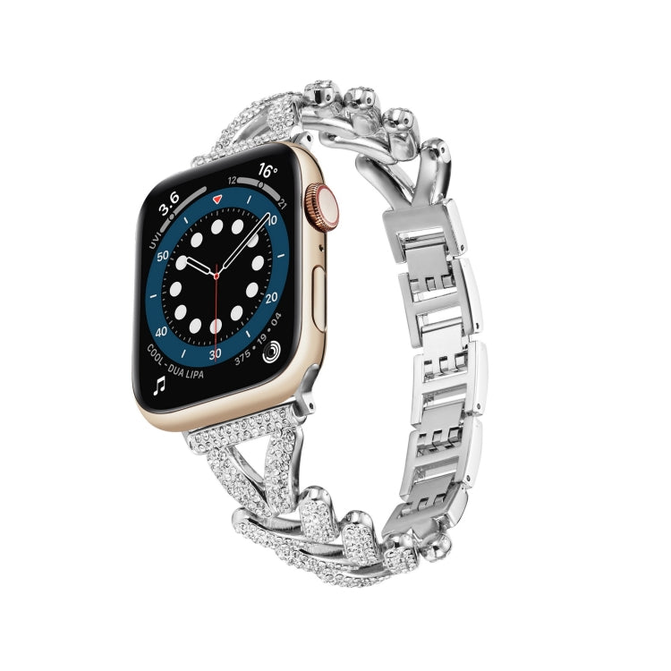 Triangle Diamond Metal Watch Band For Apple Watch Ultra 49mm&Watch Ultra 2 49mm / Series 9&8&7 45mm / SE 3&SE 2&6&SE&5&4 44mm / 3&2&1 42mm (Silver) by bashfashion