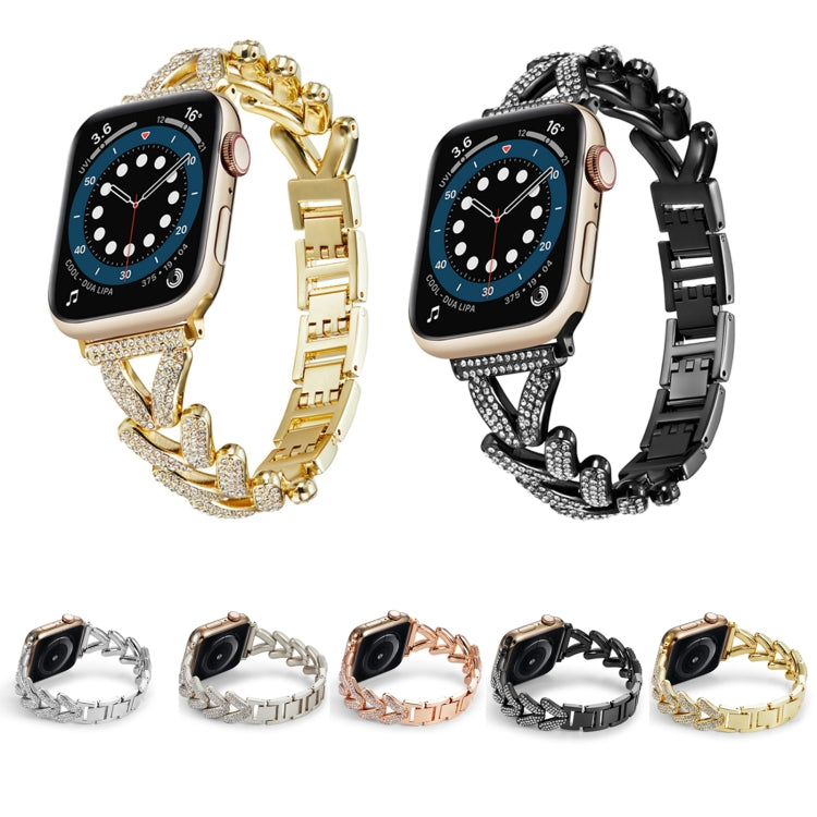 Triangle Diamond Metal Watch Band For Apple Watch Ultra 49mm&Watch Ultra 2 49mm / Series 9&8&7 45mm / SE 3&SE 2&6&SE&5&4 44mm / 3&2&1 42mm (Silver) by bashfashion