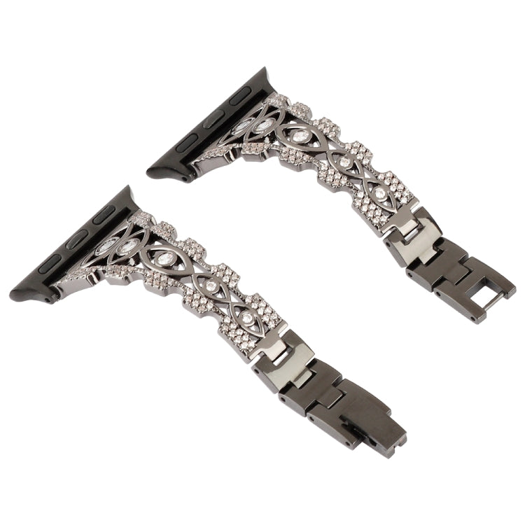 Copper Eye Metal Watch Band For Apple Watch Ultra 49mm&Watch Ultra 2 49mm / Series 9&8&7 45mm / SE 3&SE 2&6&SE&5&4 44mm / 3&2&1 42mm(Black) by bashfashion