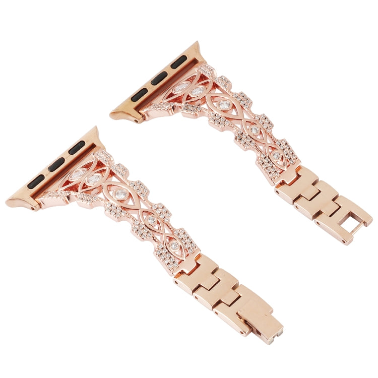 Copper Eye Metal Watch Band For Apple Watch Ultra 49mm&Watch Ultra 2 49mm / Series 9&8&7 45mm / SE 3&SE 2&6&SE&5&4 44mm / 3&2&1 42mm(Gold) by bashfashion