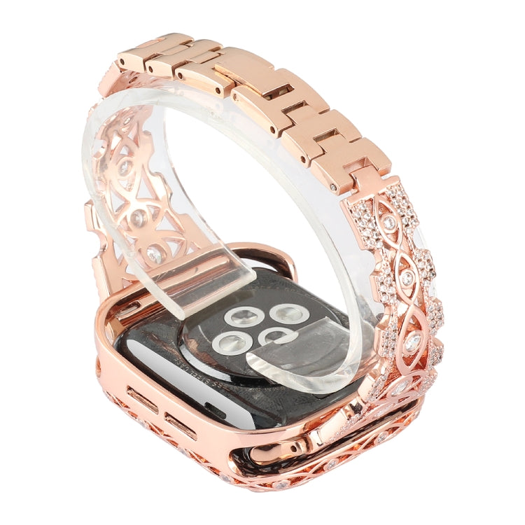 Copper Eye Metal Watch Band For Apple Watch Ultra 49mm&Watch Ultra 2 49mm / Series 9&8&7 45mm / SE 3&SE 2&6&SE&5&4 44mm / 3&2&1 42mm(Gold) by bashfashion