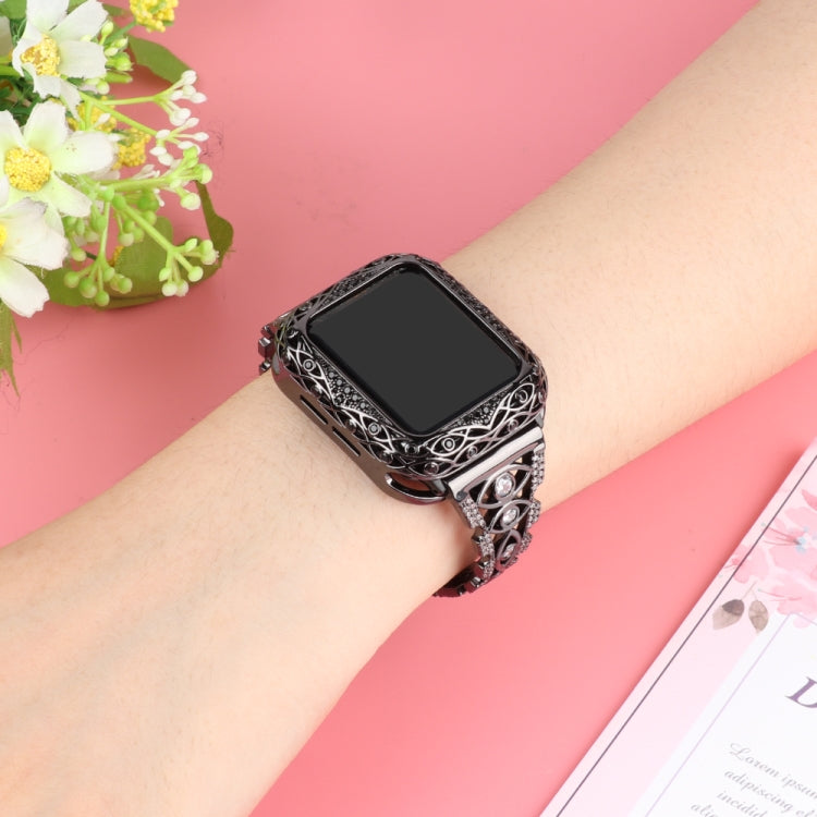 Copper Eye Metal Watch Band For Apple Watch Series 9&8&7 41mm / SE 3&SE 2&6&SE&5&4 40mm / 3&2&1 38mm(Black) by bashfashion
