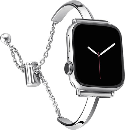 Stainless Steel Bracelet Watch Band For Apple Watch Ultra 49mm&Watch Ultra 2 49mm / Series 9&8&7 45mm / SE 3&SE 2&6&SE&5&4 44mm / 3&2&1 42mm(Silver) by bashfashion