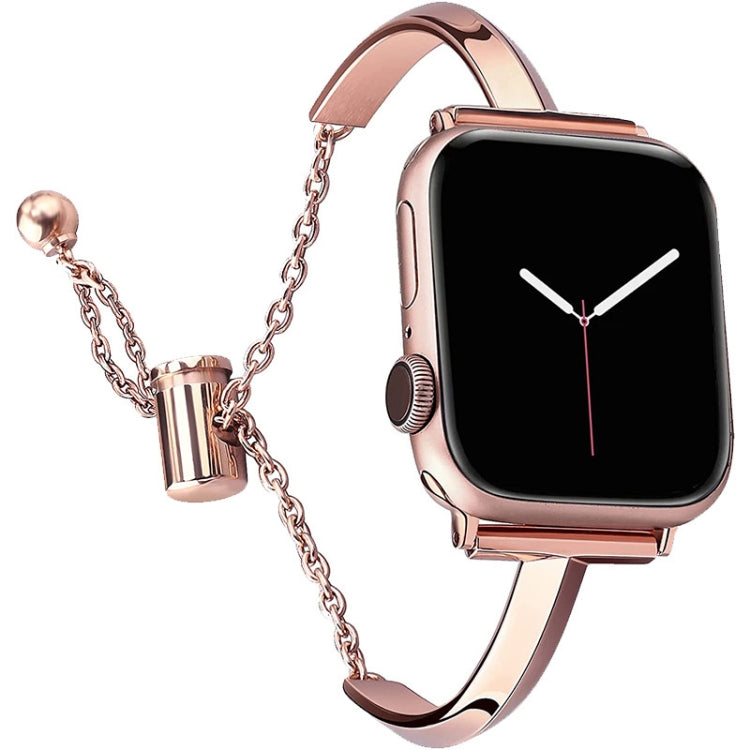 Stainless Steel Bracelet Watch Band For Apple Watch Series 9&8&7 41mm / SE 3&SE 2&6&SE&5&4 40mm / 3&2&1 38mm(Rose Gold) by bashfashion