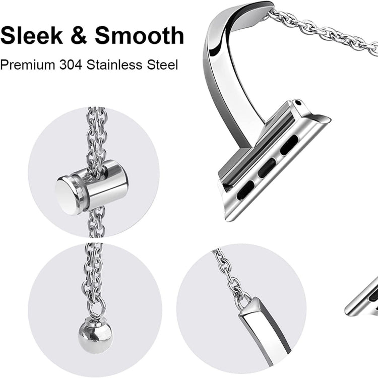 Stainless Steel Bracelet Watch Band For Apple Watch Series 9&8&7 41mm / SE 3&SE 2&6&SE&5&4 40mm / 3&2&1 38mm(Silver) by bashfashion