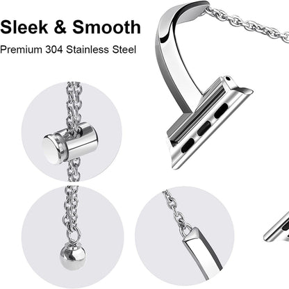 Stainless Steel Bracelet Watch Band For Apple Watch Series 9&8&7 41mm / SE 3&SE 2&6&SE&5&4 40mm / 3&2&1 38mm(Rose Gold) by bashfashion