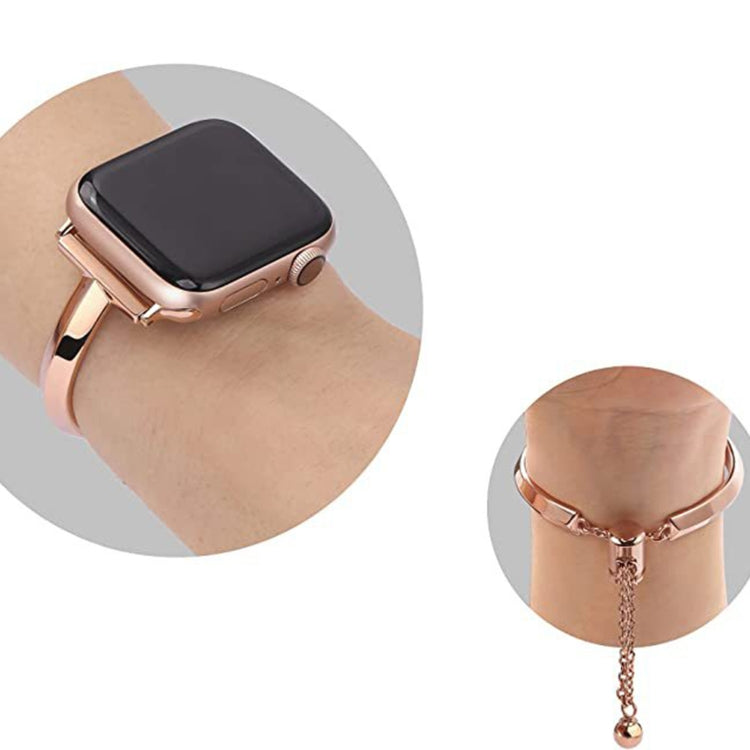 Stainless Steel Bracelet Watch Band For Apple Watch Series 9&8&7 41mm / SE 3&SE 2&6&SE&5&4 40mm / 3&2&1 38mm(Rose Gold) by bashfashion