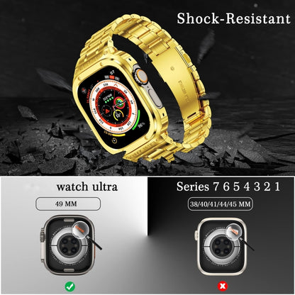 Metal Integrated Watch Protective Case For Apple Watch Ultra 3 / 2 / 1 49mm(Gold) by bashfashion