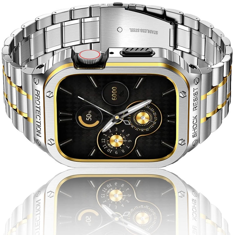 Metal Integrated Watch Protective Case For Apple Watch Ultra 3 / 2 / 1 49mm(Silver Gold) by bashfashion