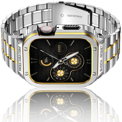 Metal Integrated Watch Protective Case For Apple Watch Ultra 3 / 2 / 1 49mm(Silver Gold) by bashfashion
