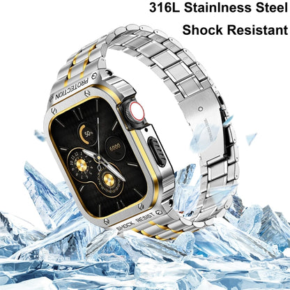 Metal Integrated Watch Protective Case For Apple Watch Ultra 3 / 2 / 1 49mm(Silver Gold) by bashfashion