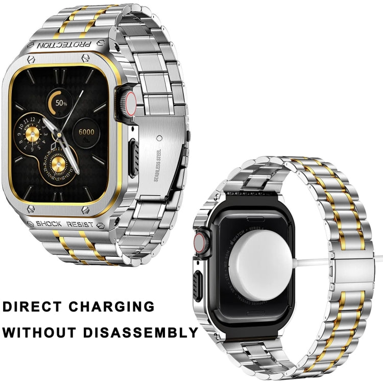Metal Integrated Watch Protective Case For Apple Watch Ultra 3 / 2 / 1 49mm(Silver Gold) by bashfashion