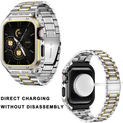 Metal Integrated Watch Protective Case For Apple Watch Ultra 3 / 2 / 1 49mm(Silver Gold) by bashfashion