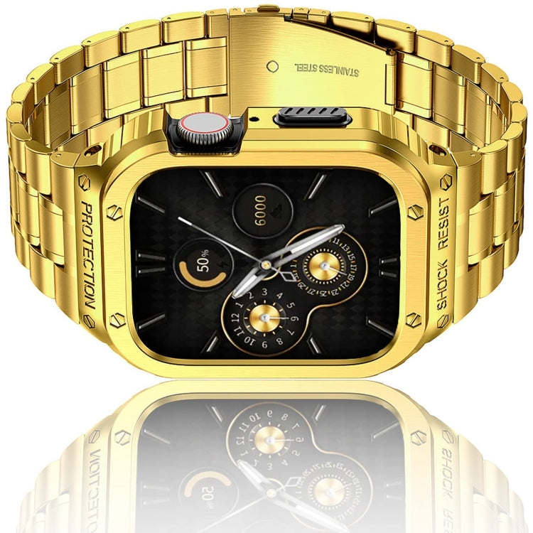 Metal Integrated Watch Protective Case For Apple Watch Series SE 2025&6&SE&5&4 44mm(Gold) by bashfashion