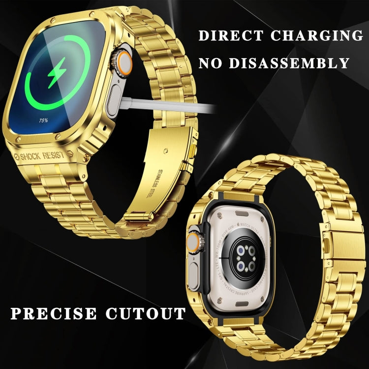 Metal Integrated Watch Protective Case For Apple Watch Series SE 2025&6&SE&5&4 44mm(Gold) by bashfashion
