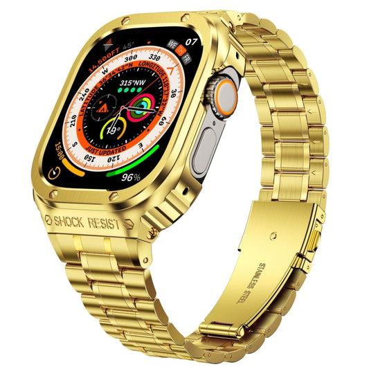 Metal Integrated Watch Protective Case For Apple Watch Series SE 2025&6&SE&5&4 44mm(Gold) by bashfashion