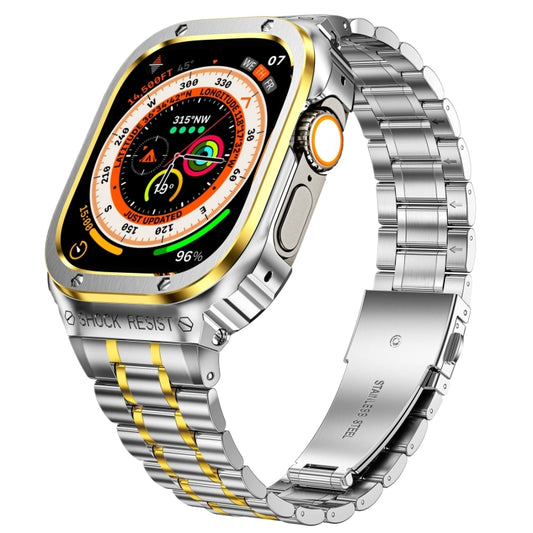 Metal Integrated Watch Protective Case For Apple Watch Series SE 2025&6&SE&5&4 44mm(Silver Gold) by bashfashion