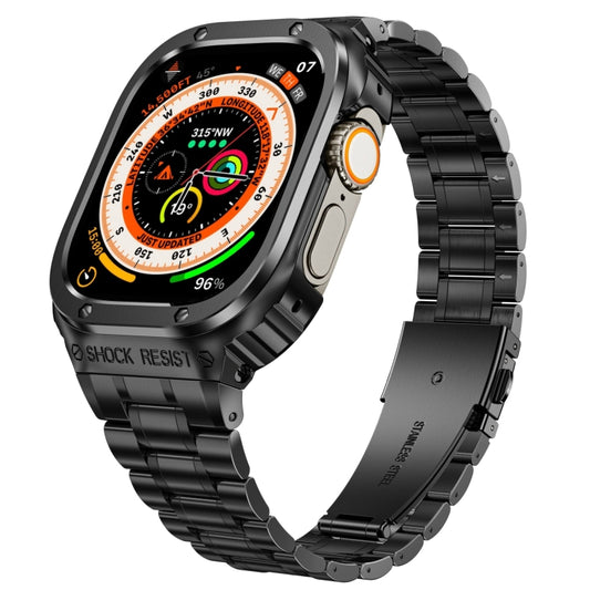 Metal Integrated Watch Protective Case For Apple Watch Series SE 2025&6&SE&5&4 44mm(Black) by bashfashion