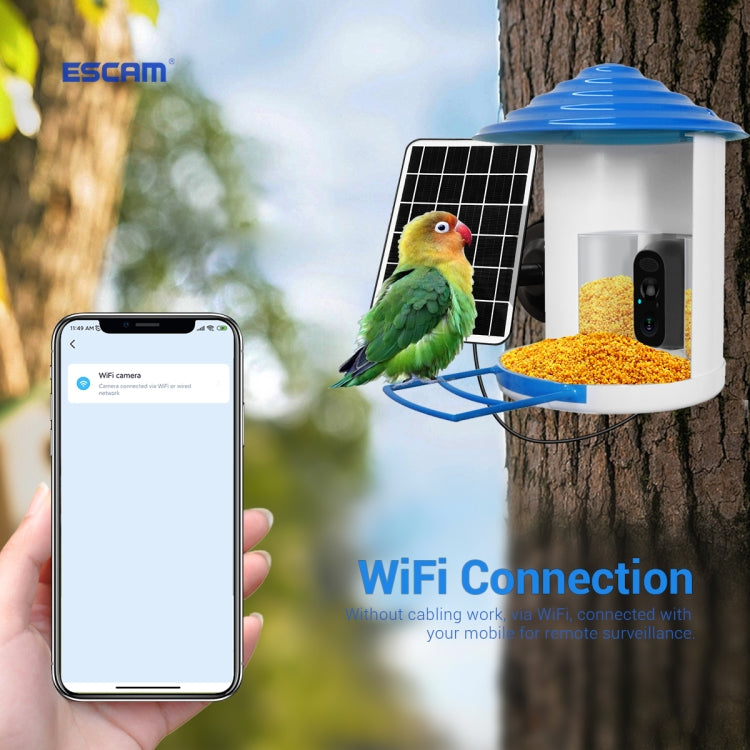ESCAM PT389 IP66 Waterproof 2MP PIR Motion Detection Two-way Audio Night Vision WiFi Camera with AI Bird Recognition Bird Watching House by ESCAM