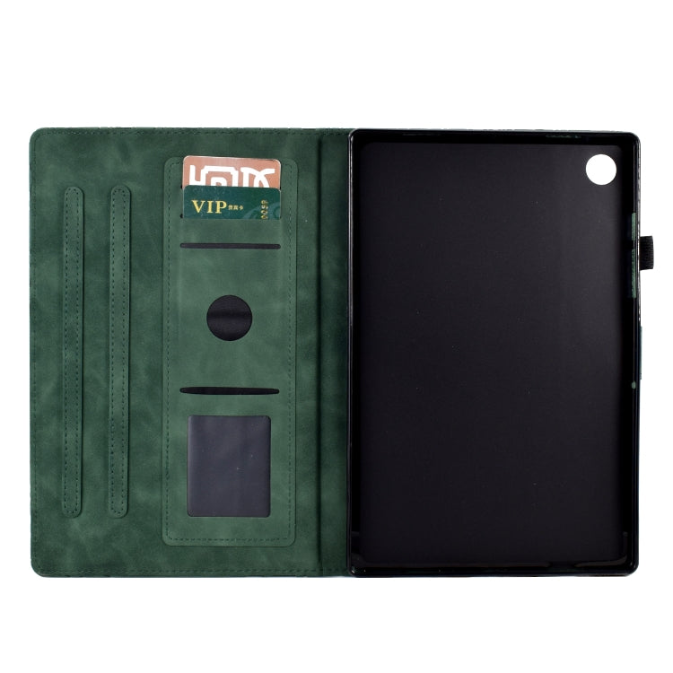 For Samsung Galaxy Tab A8 10.5 2021 Fortune Tree Pressure Flower PU Tablet Case with Wake-up / Sleep Function(Green) by bashfashion