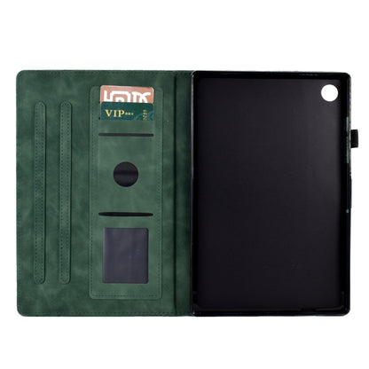 For Samsung Galaxy Tab A8 10.5 2021 Fortune Tree Pressure Flower PU Tablet Case with Wake-up / Sleep Function(Green) by bashfashion