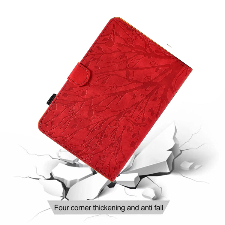 For Samsung Galaxy Tab S6 Lite Fortune Tree Pressure Flower PU Tablet Case with Wake-up / Sleep Function(Red) by bashfashion