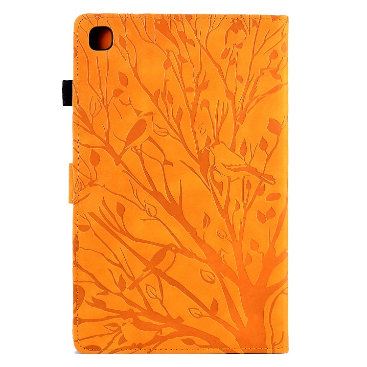 For Samsung Galaxy Tab S6 Lite Fortune Tree Pressure Flower PU Tablet Case with Wake-up / Sleep Function(Khaki) by bashfashion