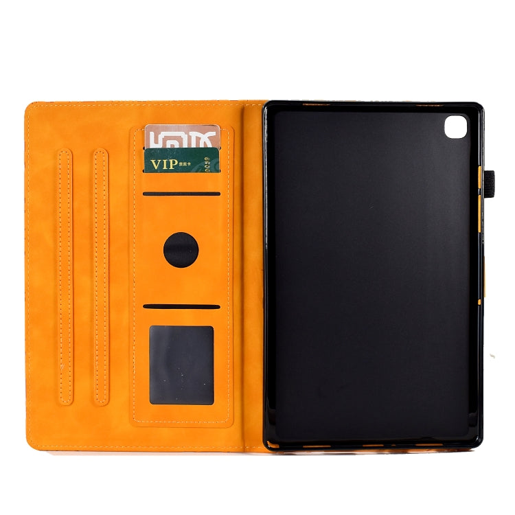 For Samsung Galaxy Tab S6 Lite Fortune Tree Pressure Flower PU Tablet Case with Wake-up / Sleep Function(Khaki) by bashfashion