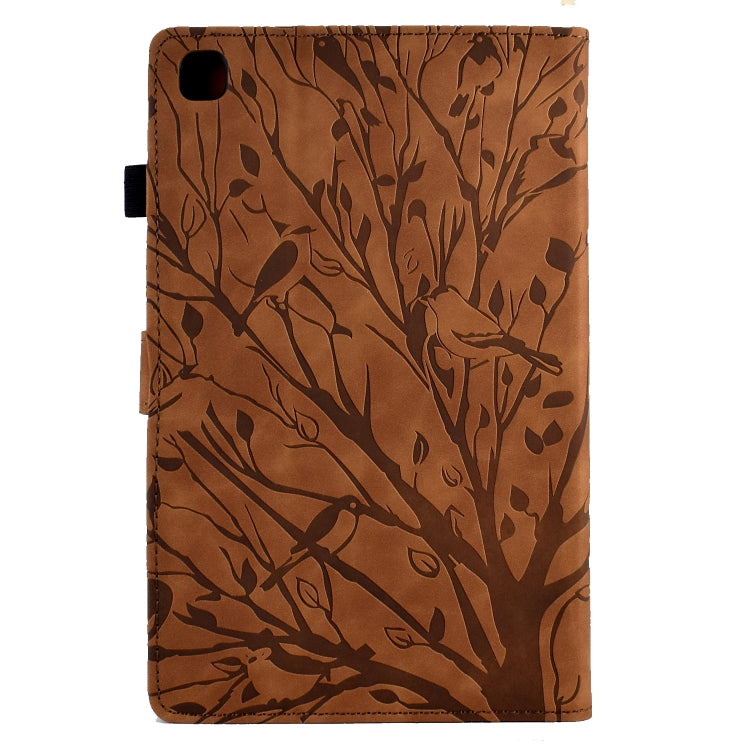 For Samsung Galaxy Tab S6 Lite Fortune Tree Pressure Flower PU Tablet Case with Wake-up / Sleep Function(Brown) by bashfashion