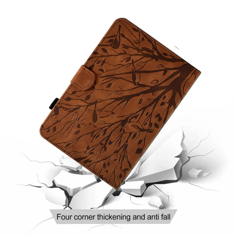 For Samsung Galaxy Tab S6 Lite Fortune Tree Pressure Flower PU Tablet Case with Wake-up / Sleep Function(Brown) by bashfashion
